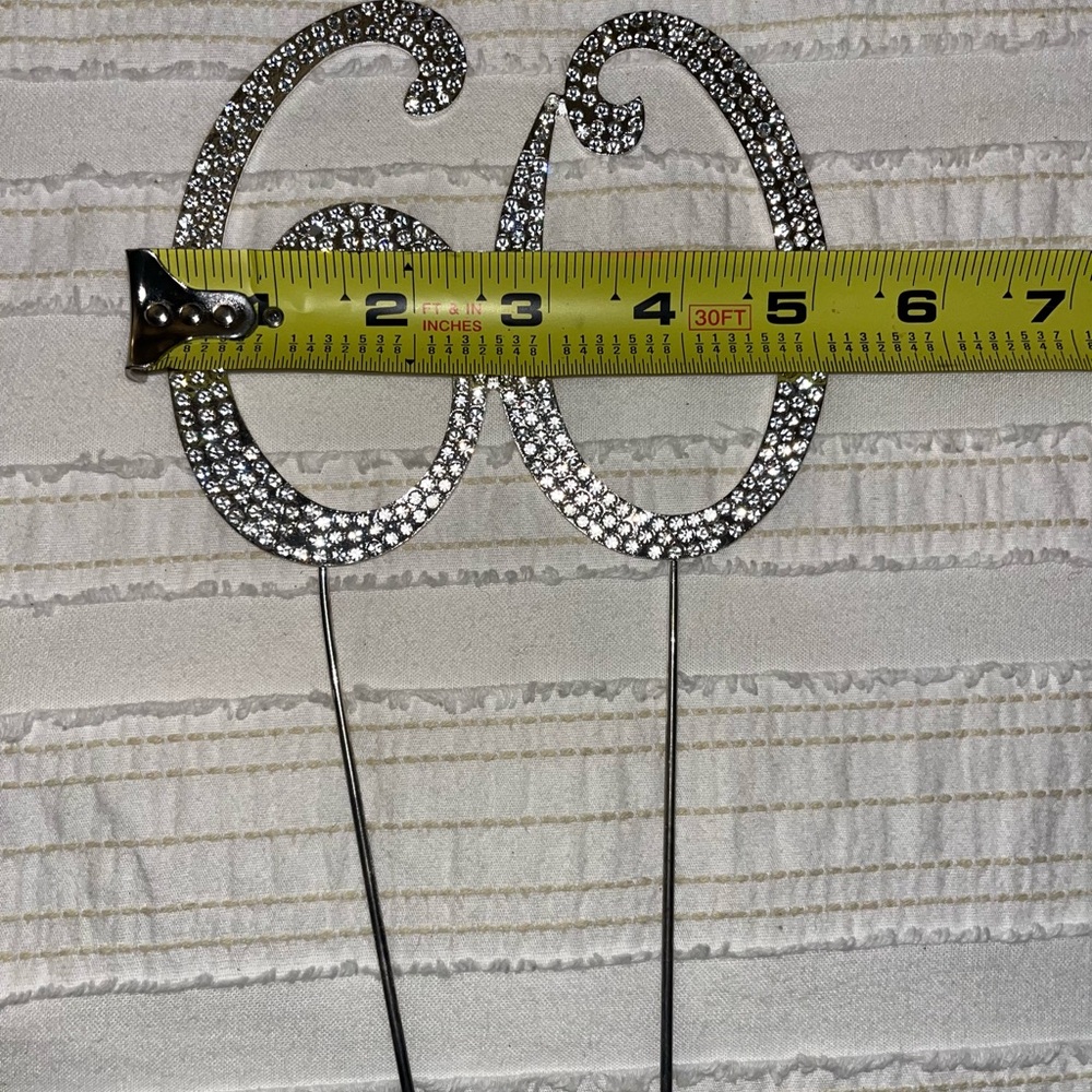 Silver Rhinestone 60 Cake Topper - Picture 4 of 5